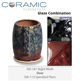 Night Moth SW-181 over Speckled Plum SW-113 Stoneware Combination